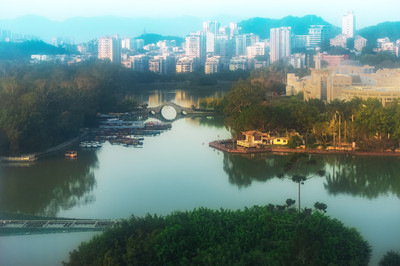 福州西湖公園俯瞰。2019年9月,福州三坊七巷游覽拍攝。